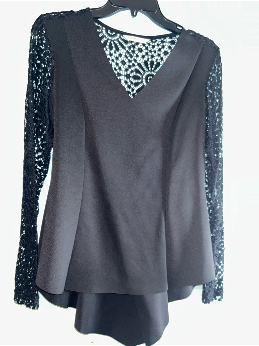 Elegant Black Lace Sleeve V-Neck Women’s Top